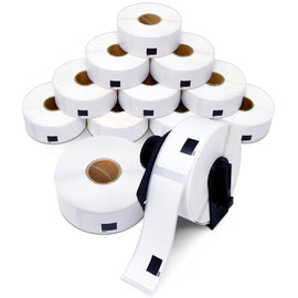 Aegis Adhesives - Compatible Labels Replacement for Brother DK-1201 (1.1" X 3.5”) Address & Barcode, Use with QL Label Printers - 12 Rolls + 1 Frame LB-BROTHER-DK1201