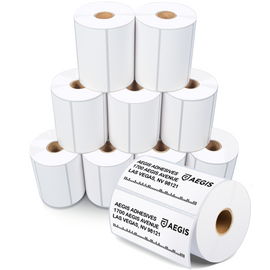 (10 Rolls, 700/Roll) Aegis 4 Inch X 2 Inch Direct Thermal Labels, Perforations Between Labels - Zebra/Eltron Compatible