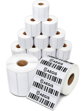 Aegis Adhesives - 3” X 1” Direct Thermal Labels for FBA Barcodes, Address, Perforated & Compatible with Rollo Label Printer & Zebra Desktop Printers (12 Rolls, 1300/Roll)