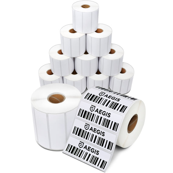 Aegis Adhesives - 3” X 1” Direct Thermal Labels for FBA Barcodes, Address, Perforated & Compatible with Rollo Label Printer & Zebra Desktop Printers (12 Rolls, 1300/Roll)