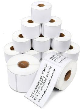 Aegis Adhesives - 2 ¼” X 4” Direct Thermal Labels for Shipping & Postage, Perforated & Compatible with Rollo Label Printer & Zebra Desktop Printers (12 Rolls, 350/Roll)