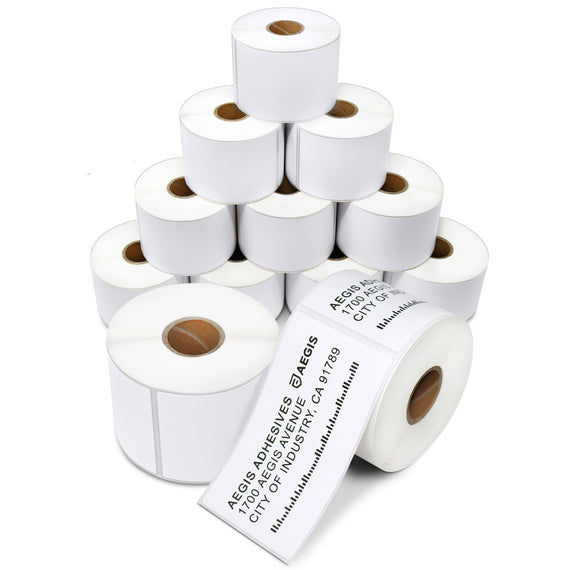 Aegis Adhesives - 2 ¼” X 4” Direct Thermal Labels for Shipping & Postage, Perforated & Compatible with Rollo Label Printer & Zebra Desktop Printers (12 Rolls, 350/Roll)