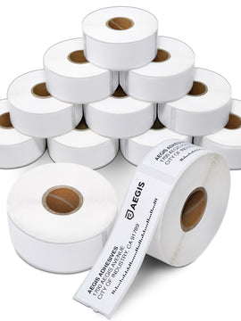 Aegis - Compatible Direct Thermal Labels Replacement for DYMO 30252 (1-1/8" X 3-1/2") Address & Barcode - Use with Labelwriter 450, 450 Turbo, 4XL Printers (12 Rolls, 24 Rolls)