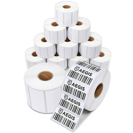 Aegis Adhesives - 2” X 1” Direct Thermal Labels for UPC Barcodes, Address, Perforated & Compatible with Rollo Label Printer & Zebra Desktop Printers (12 Rolls, 1300/Roll)