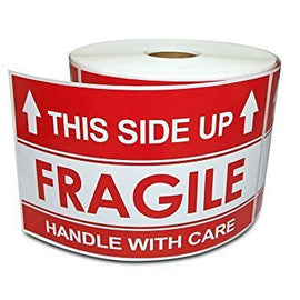 3" X 5" This Side Up Arrow - Handle with Care, Warning Shipping Labels (1 Roll, 500 Stickers/Roll)