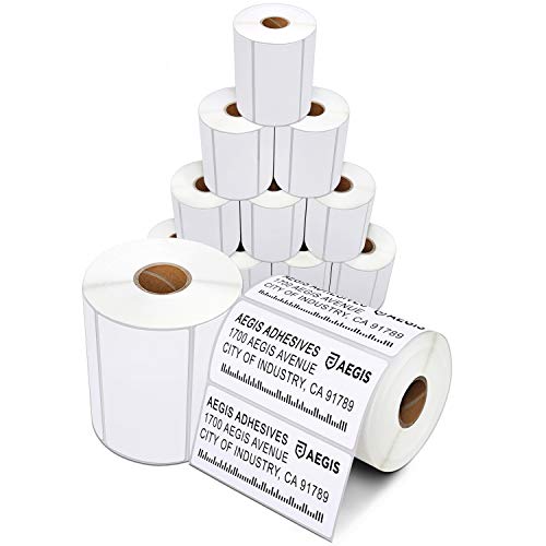 (12 Rolls, 700/Roll) Aegis 4 Inch X 2 Inch Direct Thermal Labels, Perforations Between Labels - Zebra/Eltron Compatible