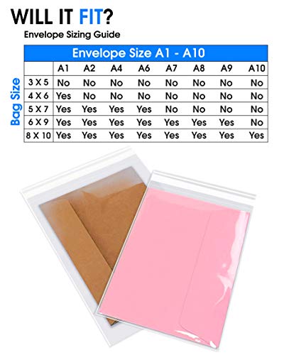 A6 Clear Plastic Envelope Bags - 100 Envelopes - Sleeves for 4 x 6 or A6  Cards & Envelopes