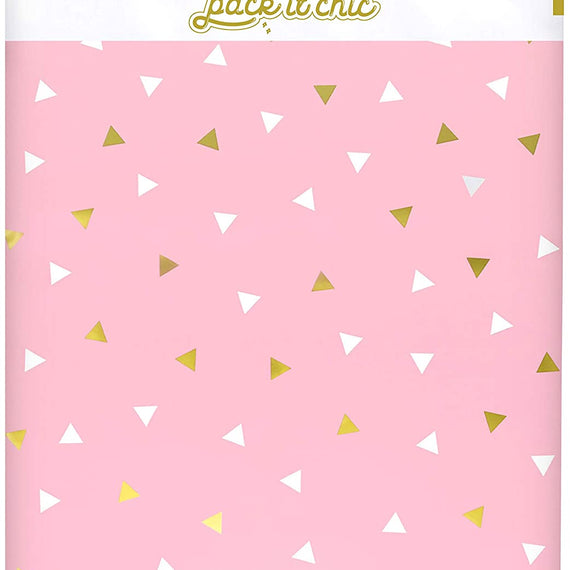 Pack It Chic - 12” X 15.5” (100 Pack) Pink Gold Triangle Confetti Poly Mailer Envelope Plastic Custom Mailing & Shipping Bags - Self Seal