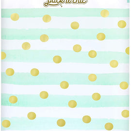 Pack It Chic - 12" X 15.5" (100 Pack) Teal Stripes Gold Dots Poly Mailer Envelope Plastic Custom Mailing & Shipping Bags - Self Seal