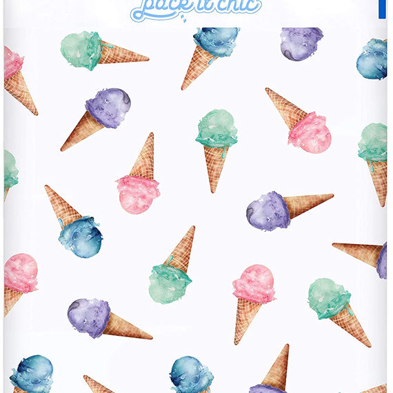 Pack It Chic - 10X13 (100 Pack) Ice Cream Pattern Poly Mailer Envelope Plastic Custom Mailing & Shipping Bags - Self Seal
