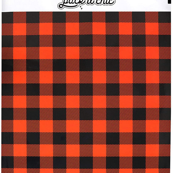 Pack It Chic - 10X13 (100 Pack) Red Buffalo Plaid Poly Mailer Envelope Plastic Custom Mailing & Shipping Bags - Self Seal